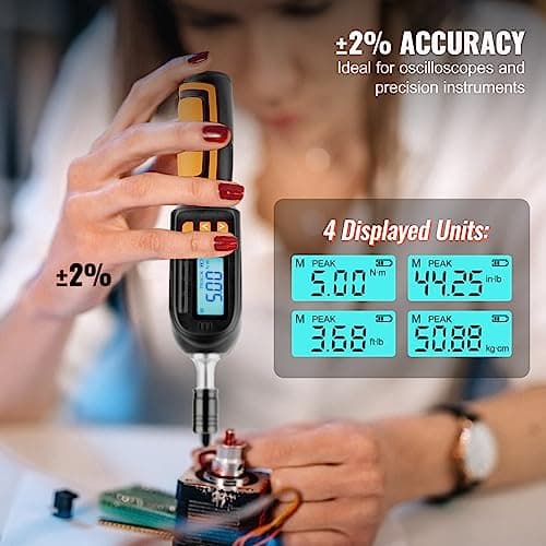 VEVOR Digital Torque Screwdriver, 1/4" Drive Screwdriver Torque Wrench, Electrician Torque Screwdriver with LCD, 2.65-70.67 in-lbs Torque Range, 0.01 N.m Increment Torque Screwdriver with Bits & Case