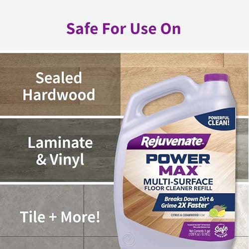 Rejuvenate PowerMax Multi-Surface Floor Cleaner, 128 Ounces, Breaks Down Dirt And Grime On Sealed Hardwood, Tile, Vinyl, Laminate To Deliver A Powerful, Deep Clean With Citrus And Cedarwood Scent
