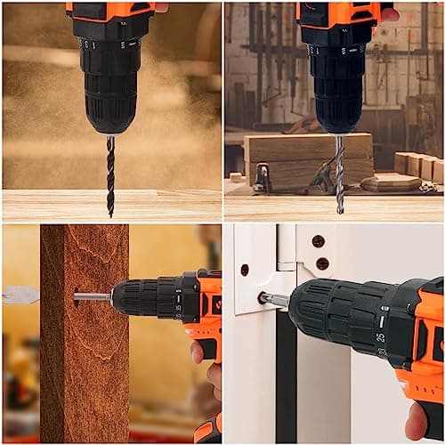 Tool Kit with Drill, Yougfin 20V Cordless Power Drill with 2 Batteries & Charger Drill Sets Combo Kit for Men 114 pcs Household Hand Tools for Home Apartment Dorm Repair