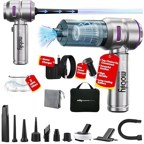【2025 Upgraded】 Handheld Vacuum Cordless, Car & Home Cleaner with Brushless Motor, Strong & Compressed Air Dusters with LED Light, Type C Port, Wireless Mini Portable Hand Blower