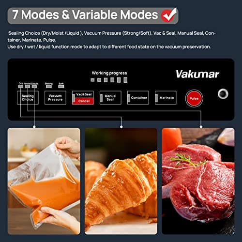 Liquid Vacuum Sealer Machine, 90Kpa Vacuum Sealer Machine Preservation Dry/Moist/Liquid Modes, LED Indicator Light, Handle Locked Design, Built-in Cutter and Bag Storage, Removable Drip Tray
