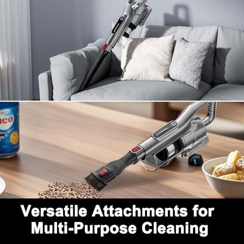 Cordless Vacuum Cleaner, Lightweight Stick Vacuum Cordless Rechargeable with LED Touch Screen, 2 Modes Powerful Suction Vacuum Cleaners for Home Pet Hair, Carpets, Hardwood Floors