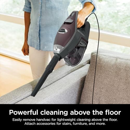 Shark HV322 Rocket Deluxe Pro Corded Stick Vacuum with LED Headlights, XL Dust Cup, Lightweight, Perfect for Pet Hair Pickup, Converts to a Hand Vacuum, with Pet Attachments, Bordeaux/Silver