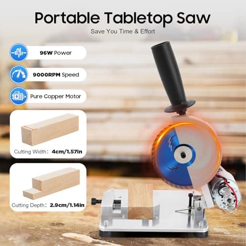 Mini Chop Saw, 96W Portable Adjustable Angle and Height Metal Chop Saw with Abrasive Cutting and Multifunctional Mode, for Soft Metal, Stainless Steel Sheet, Iron Sheet, Wood