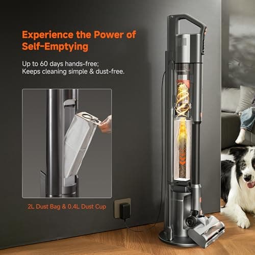 uwant V500 Cordless Vacuum Cleaner with Auto Empty&Auto Dust Scrap System, 7-Layer HEPA Filtration, Anti-Tangle Brush, Stick Vacuum for Pet Hair, Hard Floors, Carpet