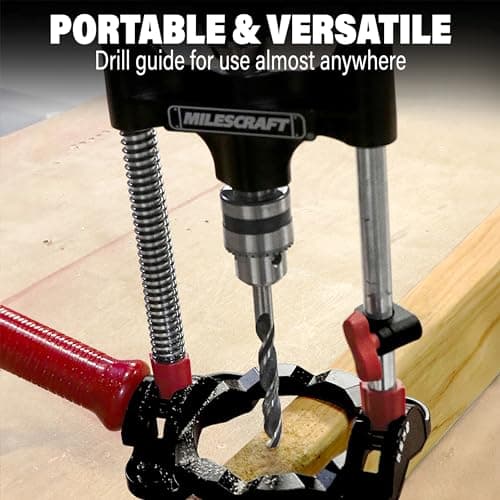 Milescraft 1318 DrillMate Portable Drillling Guide – Precision Drilling Jig Attachment for Drilling Angled or Straight Holes, Adjustable Drill Guide Attachment, Portable Drill Press with 3/8” Chuck