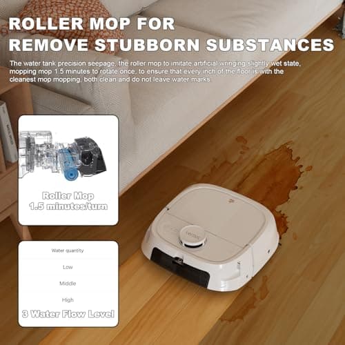 TECBOT M1 Pro Robot Vacuum and Mop - LiDAR Robotic Vacuums Cleaner for Home with Pet Hair, Carpet, Hardwood Floors, Auto Smart Mopping, Self Cleaning, Avoids Obstacles, Voice Control, White