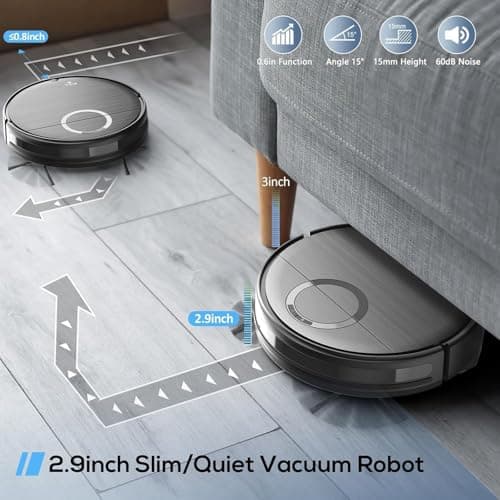 Robot Vacuum and Mop Combo, 2 in 1 Mopping Robot Vacuum Cleaner with Schedule, Wi-Fi/App/Remote, 2000Pa Max Suction, Self-Charging Robotic Vacuum, Slim, Ideal for Hard Floor, Pet Hair, Low-Pile Carpet