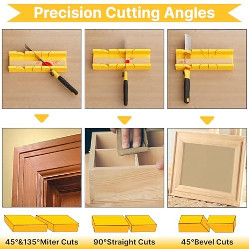 GARTOL Miter Box and Saw Set, 4-Piece Japanese Hand Saw for Wood Cutting, Woodworking Tools for Precise Miter and Bevel Cuts with 3 Replaceable Blades for DIY, Crafting, Furniture Making & Carpentry