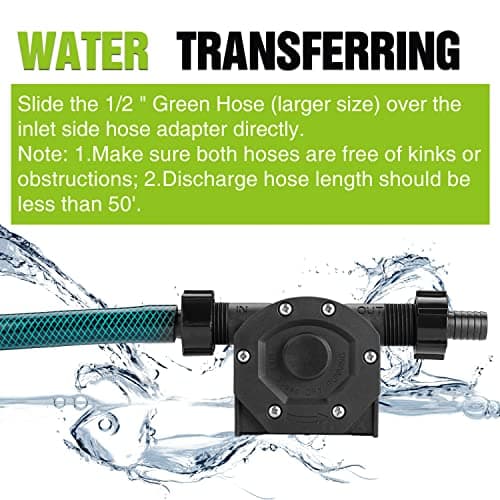 Self-Priming Mini Hand Water Transfer Drill Pump Kit with Water Hose & Oil Hose for Home Water Oil Fluid Transfer