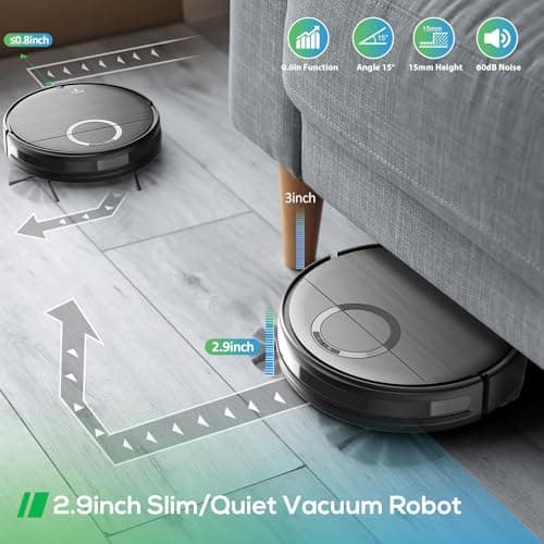 Robot Vacuum and Mop Combo, 2 in 1 Mopping Robot Vacuum Cleaner with 2000Pa Max Suction, Wi-Fi/App/Remote, Schedule, Self-Charging Slim Robotic Vacuum, Ideal for Pet Hair, Low-Pile Carpet, Hard Floor