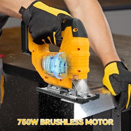 Cordless Jig Saw for Dewalt 20v Battery, Brushless Jigsaw with LED Light, 7 Variable Speed, 45° Beveled Cuts, 4 Orbital Settings, 3 Jigsaw Blades for Wood/Metal Cutting