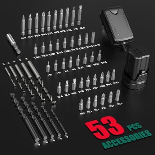 HYCHIKA Drill Set, True Brushless Power Drill Driver 16.8V Cordless Compact Drill Woman Man,410 IN-LB, LED Light,2 Variable Speed 23+1 Torque 3/8" Keyless Chuck, 1 Lithium-Ion Battery