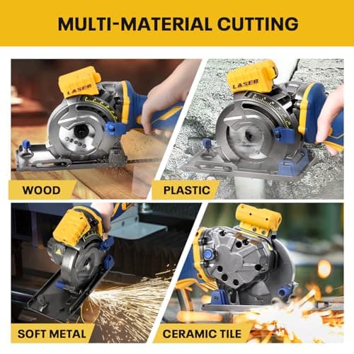 Mini Circular Saw Compatible with DeWalt 20V Max Battery,3-1/2" Brushless Cordless Round Saw Kit w/4Ah Battery & 1.5A Charger,Laser Guide,3200 RPM,Ideal for Wood,PVC,Metal