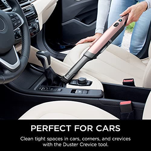 Shark WANDVAC Cordless Hand Vac, Lightweight, Portable at 1.4 lbs., Powerful Suction, Charging Dock, One-Touch Empty for Car & Home, Multi-Surface Pet Tool & Duster Crevice Tool, Rose Gold, WV201RGBRN