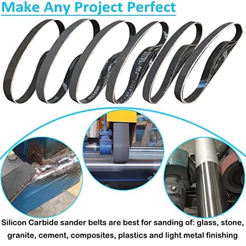 24 Pack 1 x 30 Inch Silicon Carbide Sanding Belts Assorted -120 240 400 600 800 and 1000 Grits, High Performance Sander Belts For Knife Sharpening and Metalworking