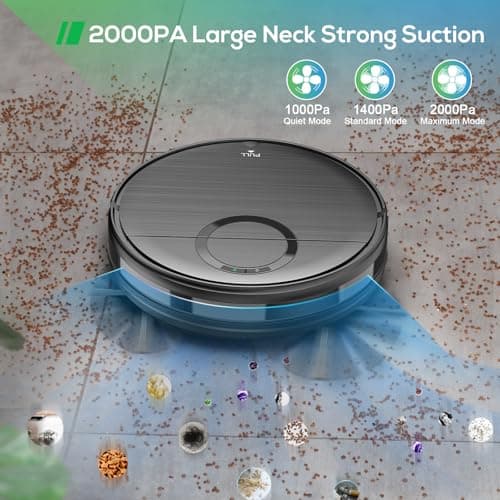 Robot Vacuum and Mop Combo, 2 in 1 Mopping Robot Vacuum Cleaner with 2000Pa Max Suction, Wi-Fi/App/Remote, Schedule, Self-Charging Slim Robotic Vacuum, Ideal for Pet Hair, Low-Pile Carpet, Hard Floor