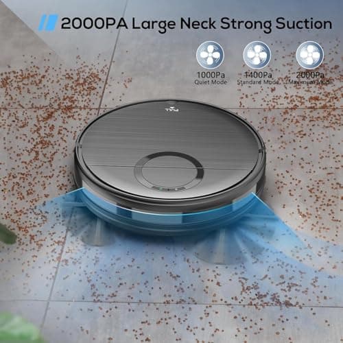 Robot Vacuum and Mop Combo, 2 in 1 Mopping Robot Vacuum Cleaner with Schedule, Wi-Fi/App/Remote, 2000Pa Max Suction, Self-Charging Robotic Vacuum, Slim, Ideal for Hard Floor, Pet Hair, Low-Pile Carpet