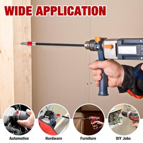 Drill Bit Extension 2/4/6/12’’, Magnetic Bit Holder 4 Pcs, Drill Extension Bit Holder 1/4’’ Hex, Bit Holder for Impact Driver CR-V Steel Quick Release for Screwdriver Bit Nut Drill Socket by XIOGZAXI