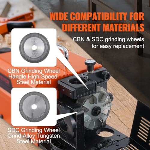 VEVOR Drill Bits Sharpener, 3-13mm Drill Bits Grinder Sharpener, Lip Relief Angle & 95°-135° Point Angle Adjustable Drill Bit Re-Sharpener, Portable Sharpening Machine with 11 Collets, CBN & SDC Wheel