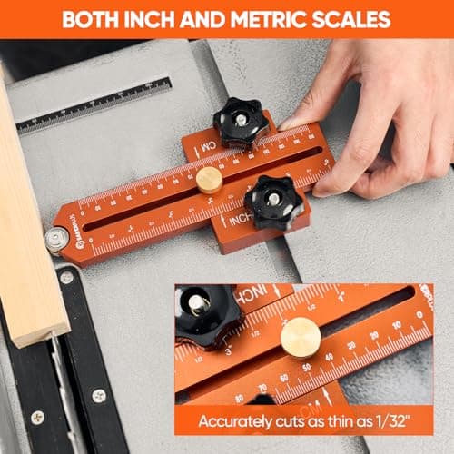 Thin Rip Jig Table Saw Jig Guide, Thin Rip Jig for Repetitive Narrow Thin Strip Cutting, Fits for 3/8" x 3/4" T Slot, Woodworking Tool Fast Thin Ripping Guide for Table Saw Band Saw Router