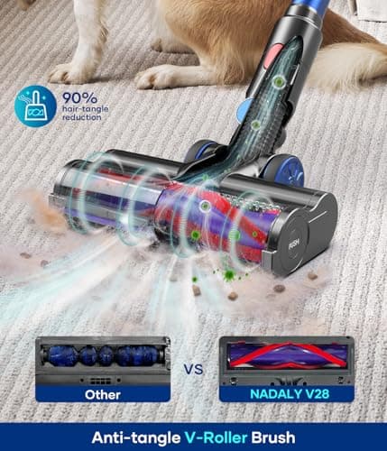 NADALY Cordless Vacuum Cleaner, 550W/45Kpa Vacuum Cleaner for Home, Up to 65Mins Runtime Stick Vacuum, Anti-Tangle & Auto Mode Lightweight Vacuum, Wireless Vacuum for Pet Hair Carpet Hardwood Floor