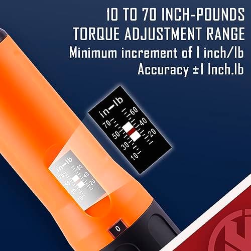 KNINE OUTDOORS Torque Screwdriver Wrench Driver Set 10-70 Inch Pounds lbs for Maintenance with T-bar Handle, 40 Hex Bits, 1/4" Socket, Shaft Extension, For Tools, Bike Repairing and Mounting (Orange)