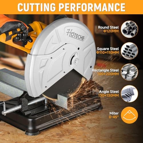 Hoteche 14-Inch Metal Cutting Chop Saw 2600W Heavy-Duty Electric Cut Off Machine with Saw Blade