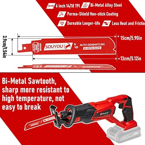 25 Pack 6 in 14/18 TPI Bi-Metal Reciprocating Saw Blades with Organizer Carbide Alloy Steel for Automobile Dismantling Metal Steel Cutting Non-Stick Coated for Less Heat for 1/16-5/16 Medium Metals