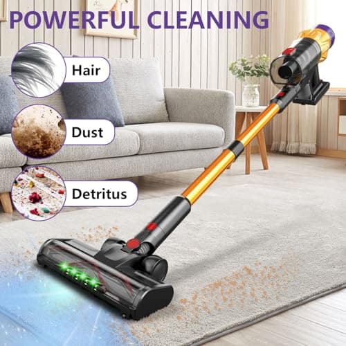 35KPA High Suction Cordless Vacuum Cleaner with LED Display - Stick Vacuum for Home, Removable Battery, Lightweight, Wall-Mounted, Low Noise, Touch Screen for Hard Floor, Carpet, Rug, Sofa