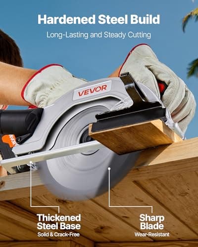VEVOR Cordless Circular Saw, 7-1/4 inch Blade, 5000 RPM Speed, 0-45 Degree Bevel Capability, Brushless Motor, LED Light, Electric Circular Saw Kit with Battery and Charger Included, for Wood Cutting