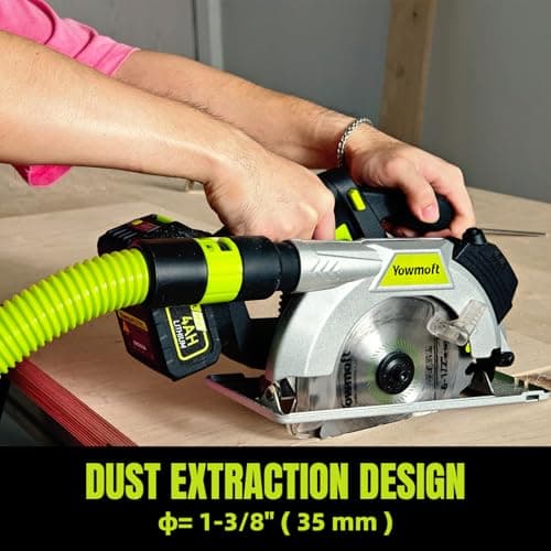 20V Cordless Circular Saw with 6-1/2-Inch Blade, 5600Rpm Brushless Battery Circular Saw with LED Light & Red Beam Guide & Battery and Charger (4.0Ah)