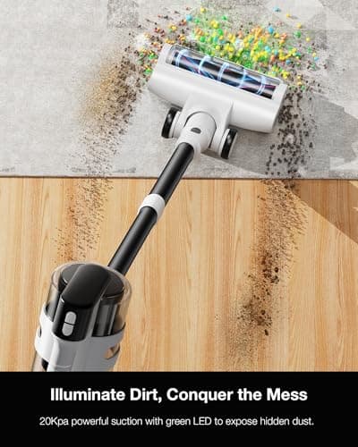 Cordless Stick Rechargeable Vacuum Cleaner, Lightweight, 55min Runtime, 9 in 1 Powerful Suction, Self Standing, Anti Tangle LED Headlight, Ideal for Carpets, Hardwood Floors, Pet Hair, and Home