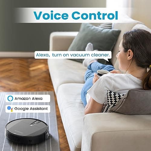 Robot Vacuum Cleaner with 3000Pa Cyclone Suction, APP/Voice/Remote Control, Automatic Self-Charging Robotic Vacuum, Scheduled Cleaning, Ideal for Pet Hair, Hard Floor, Low Carpet