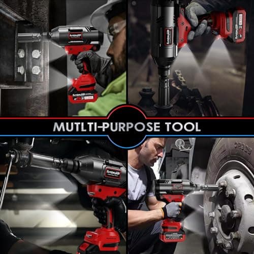 Cordless Impact Wrench 1600Ft-lbs - 2100N·m High Torque Impact Gun with 2 * 4.0Ah Battery - 3/4 Inch Brushless Impact Driver with 3/4" to 1/2" Adapter & 5 Sockets & Case for Car Truck Home