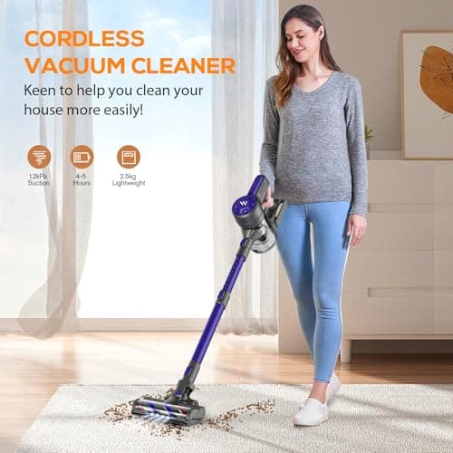 Vacuum Cleaners for Home, Cordless Vacuum Cleaner Powerful Suction with 80000 RPM, Up to 40mins Runtime, Rechargeable, Wall-Mounted, Tangle-Resistant Stick Vacuum for Carpet, Hard Floors