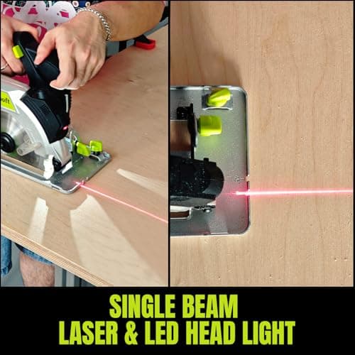 20V Cordless Circular Saw with 6-1/2-Inch Blade, 5600Rpm Brushless Battery Circular Saw with LED Light & Red Beam Guide & Battery and Charger (4.0Ah)