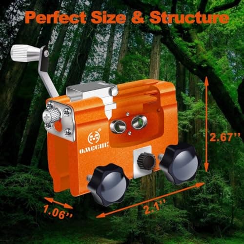 Chainsaw Sharpener Jig Kit, Portable Chainsaw Sharpening Tool with Burr Grinding Stone & Cleaning Brush, Manual Chain Saw Blade Sharpener Attachment for Chain/Electric Saw, Lumberjack, Garden Worker