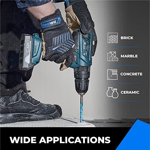 toolant Concrete Drill Bit Set & Masonry Drill Bit Set, Shockproof Hex Shank Drill Bit Set (7pcs) for Glass/Brick/Plastic/Cement/Tile, Industrial Strength Carbide Drill Bit Tip, 5/32"-3/8" Box of 7