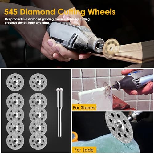 44pcs Cutting Wheel Set Compatible with Plastic for Rotary Tool, HSS Circular Saw Blades 6pcs, Resin Cutting Discs 20pcs, 545 Diamond Cutting Wheels 10psc with 2 Screwdrivers