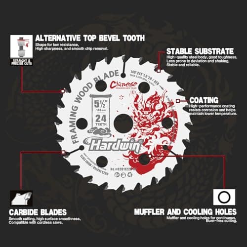 6''24 Teeth Circular Saw Blade for Wood Cutting - 2-Piece Set, Ideal for Plywood, Hardwood, OSB, and More