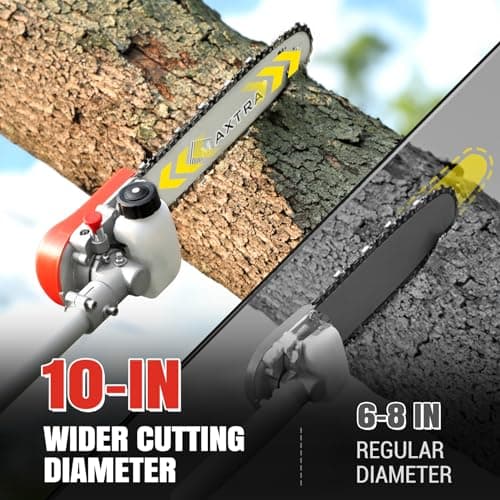 Gas Powered Pole Saw, 16-FT Height Reachable Cordless Extension Chainsaw for Tree Trimming with 3.6ft Extension Pole Reach to 16 feet for Tree Limb Branches Pruning, Classical Saw Head