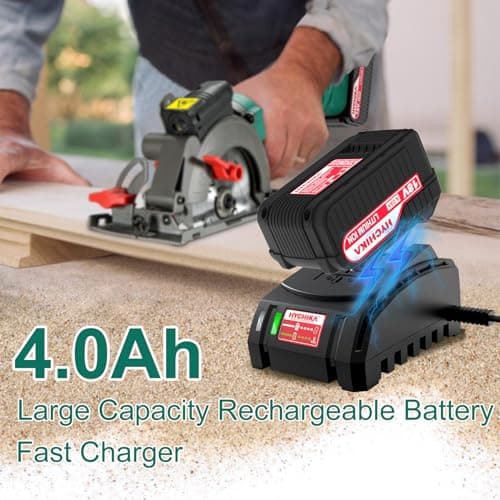 HYCHIKA Cordless Circular Saw, 18V Mini Circular Saw with 4.0Ah Battery, 3 Blades(4-1/2",4-9/10"), 3500RPM Max Cuting Depth:90°(48mm)/45°(32mm), Compact Circular Saw for Wood, Plastic and Soft Metal