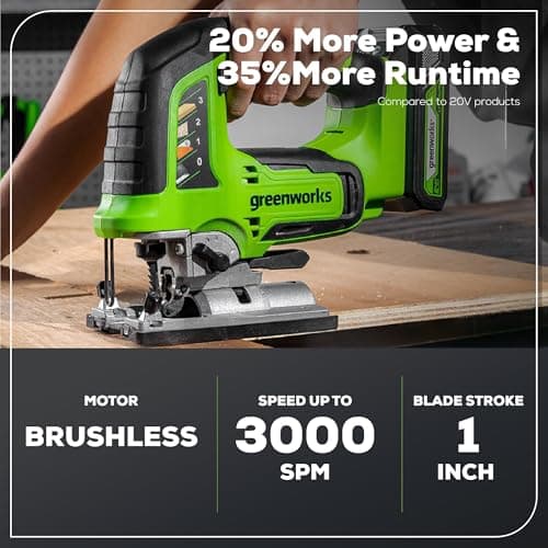 Greenworks 24V Brushless 2-Tool Combo Kit,Cordless Jig Saw+Wood Router Power Tool Sets Including Battery
