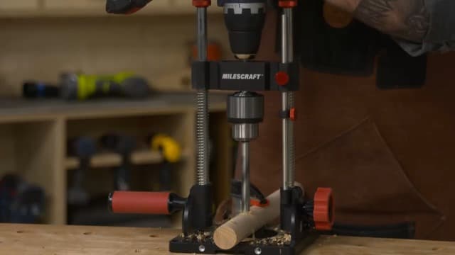 Milescraft 1348 Drill Mate PRO – Heavy-Duty Portable Drill Press Drilling Guide, ½” Chuck, Precision Drilling Jig Attachment for Drilling Angled or Straight Holes, Adjustable Drill Guide Attachment