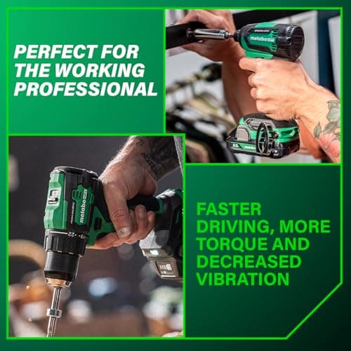 Metabo HPT 18V MultiVolt Cordless Brushless Driver Drill & Impact Driver Combo Kit, Power Tool Kit, 2 Lithium-Ion Metabo HPT Batteries and Charger, High Torque, Compact Lightweight Design, KC18DEXQB