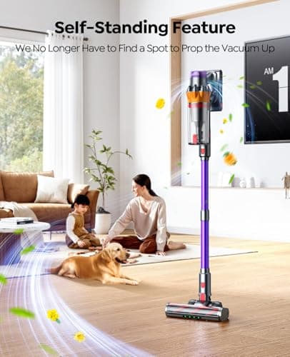 Cordless Vacuum Cleaner, 550W/45KPA/60Mins(ECO Mode) Vacuum Cleaners for Home, Self-Standing Stick Vacuum with Wall Mount Charging and Auto Mode, Handheld Vacuum for Pet Hair/Carpet/Floor