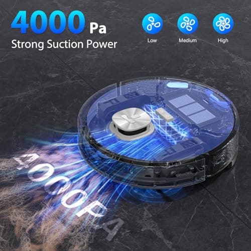 Tikom Robot Vacuum and Mop with LiDAR Navigation L9000, 4000Pa Robotic Vacuum Cleaner, 150Min Max, Smart Mapping, Good for Pet Hair, Carpet, Hard Floor