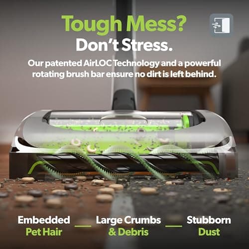 Gtech AirRAM MK2 Cordless Vacuum Cleaner with Powered Brush Head - Perfect for Carpet and Hardwood Floors - Rechargeable 22v Li-ion Battery - Lightweight (7 lbs.)