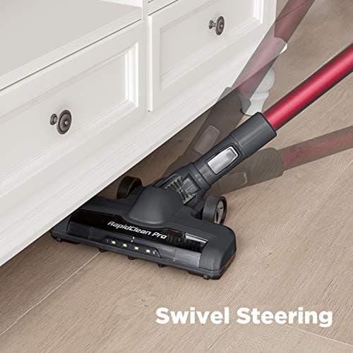 Eureka Lightweight Cordless Stick Vacuum Cleaner Convenient for Hard Floors, Rechargeable Handheld Vacuum Cleaner Portable with Powerful Motor Efficient Suction, RapidClean Pro NEC186, Rose Red